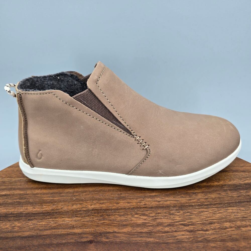 Olukai Boots Womens 7.5 Taupe Beige Leather Hawai'iloa Manu Hope Ankle Sneakers